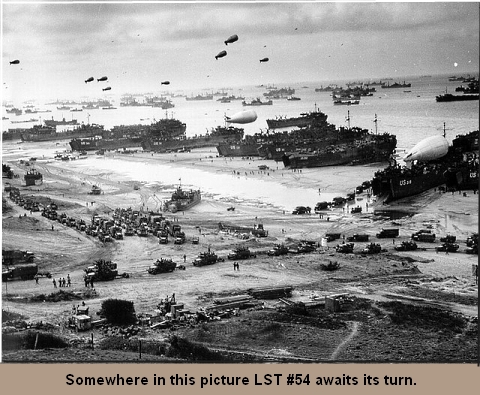 LST #54 on Omaha Beach