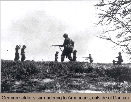 German soldiers surrender outside of Dachau